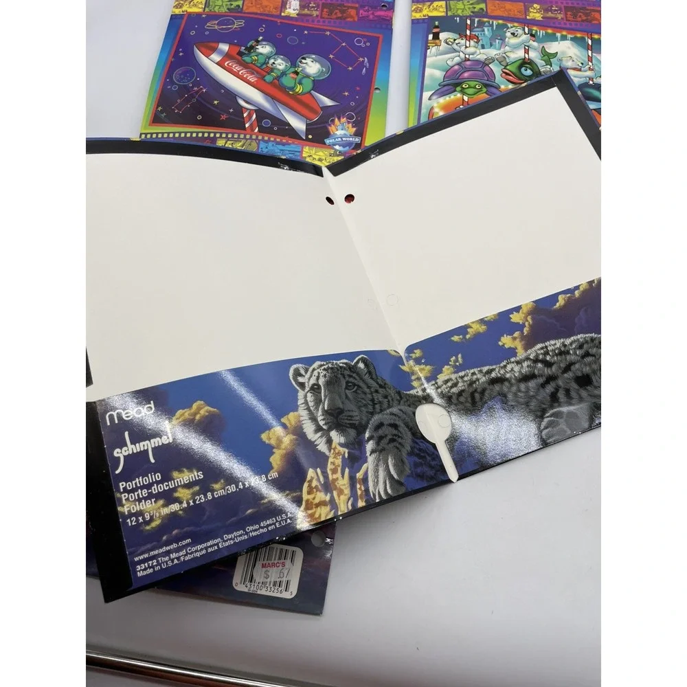 Coca Cola 3 Ring Folders Polar Bears‎ Vintage 90s Lot of 4 Cat, Tiger